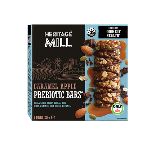 HERITAGE MILL CARAMEL APPLE PREBIOTIC BARS 210G