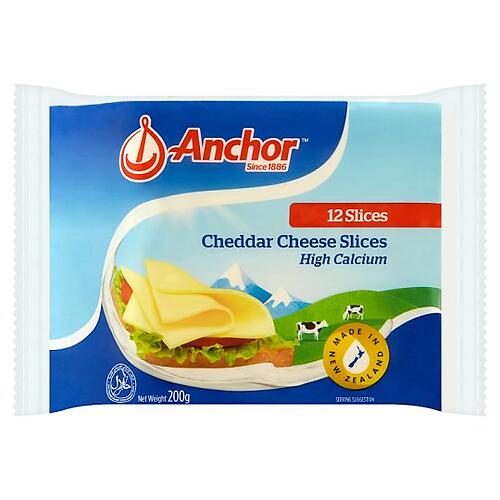 ANCHOR SLICED CHEDDAR CHEESE 200G