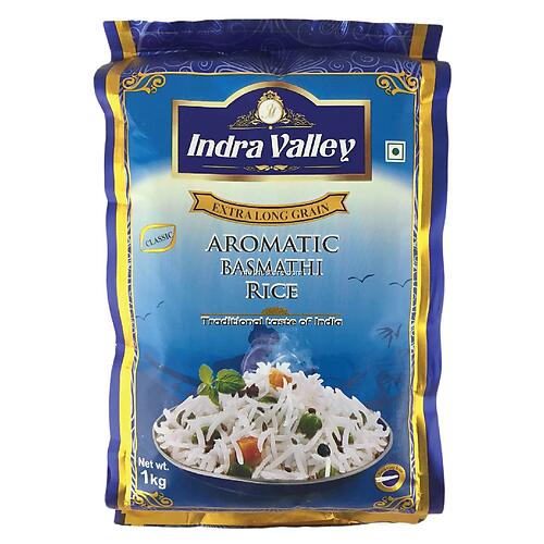 INDRA VALLEY AROMATIC BASMATHI Rice 1KG EXTRA LONG GRAIN