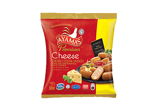 AYAMAS PREMIUM CHEESE CHICKEN COCKTAIL SAUSAGES 500G