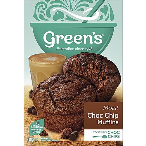 GREENS MOIST CHOC CHIP LOW FAT MUFFIN 330G