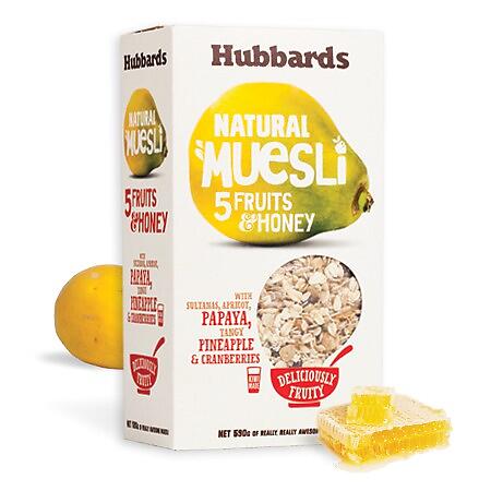 HUBBARDS 5 FRUITS & HONEY NATURAL MUESLI, 590G