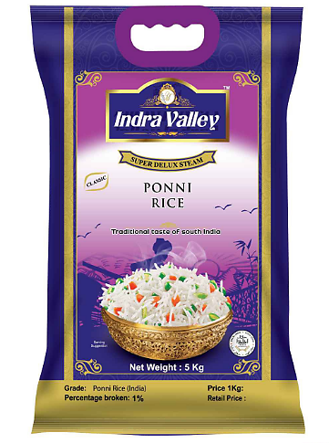 INDRA VALLEY PONNIE Rice 5KG SUPER DULEX STEAM